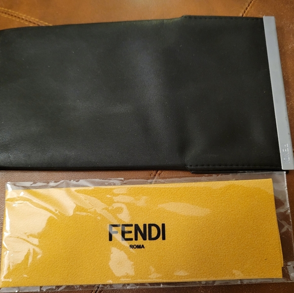 Fendi Accessories - Fendi Black and Silver Leather Pouch